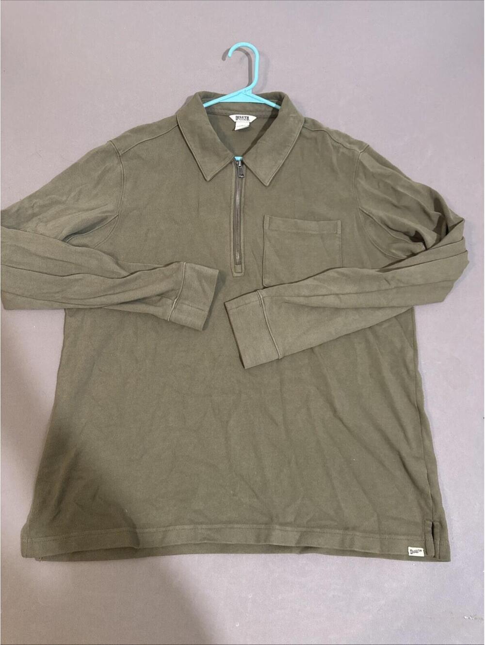 Duluth Trading Co Men's Rugby Knit 1/2 Zip Pullover in Vintage Olive size L